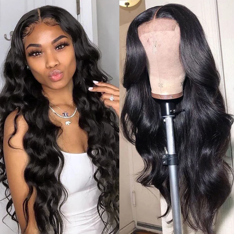 HD Transparent Lace Front Human Hair Wigs Pre Plucked 13x4 180% Brazilian Body Wave Lace Frontal Wig With Baby Hair Remy Princes