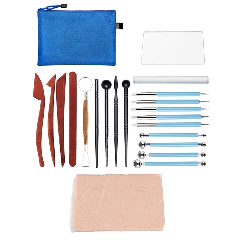 

20 Pieces Modeling Clay Sculpting Tools Set Polymer Clay Tools & 1X 1Kg Soft Clay Clay Polymer Clay