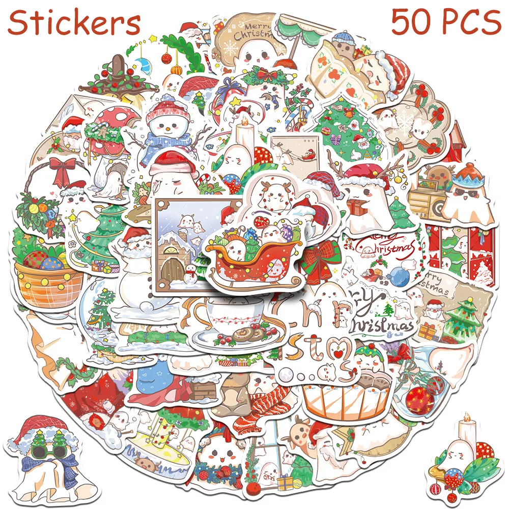 

Рождественские наклейки с призраками 50 шт