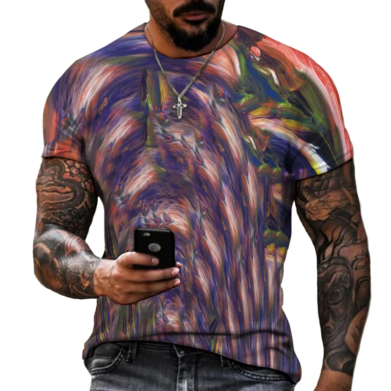 

Starry Sky Multicolor Galaxy Men's Shirt Round Neck T-shirt High-definition Printing High-quality Casual Clothing Oversize S-5XL
