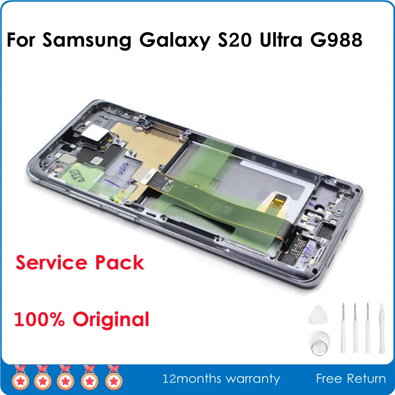 

100% сервис оригинальный экран для Samsung Galaxy S20 Ultra 5G G988 ЖК-дисплей сенсорный дигитайзер замена