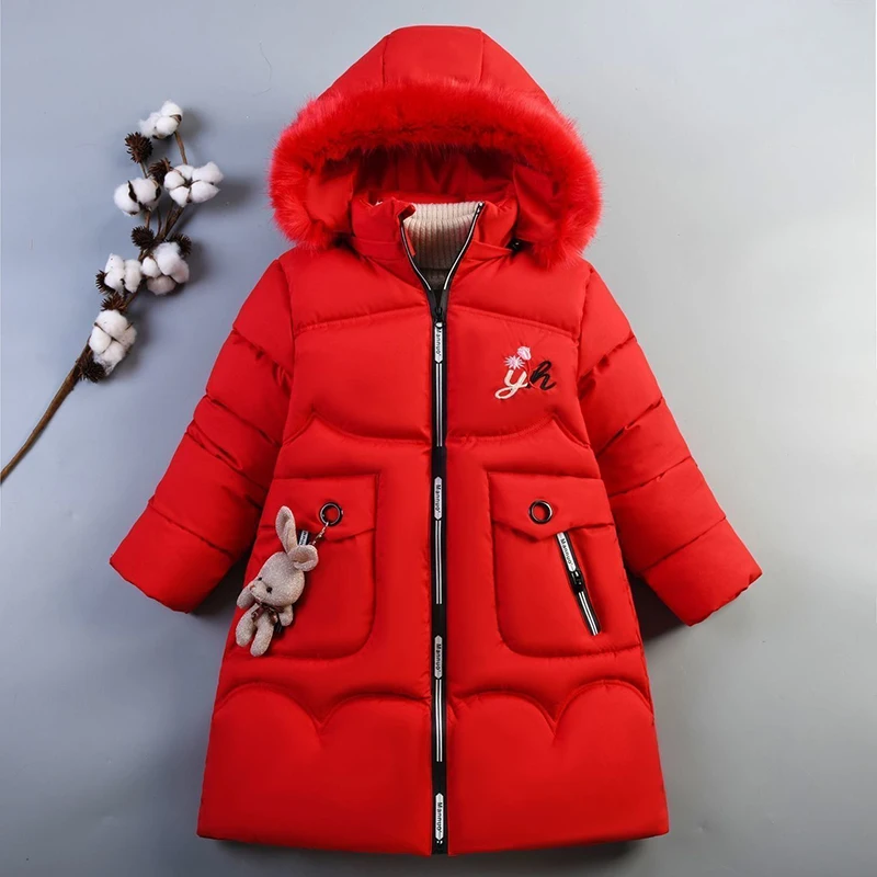 

4-12 Years Winter Parkas Girls Jackets Christmas Coat Keep Warm Thicken Autumn Hooded Zipper Waterproof Outerwear Kids Clothes