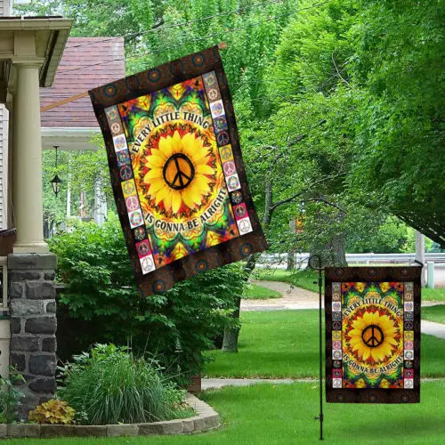 Хиппи Every Little Thing is Gonna Be Alright Флаг Садового Подсолнуха