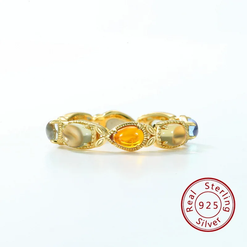 

Женское кольцо из серебра 925 пробы, с драгоценным камнем янтарного цвета