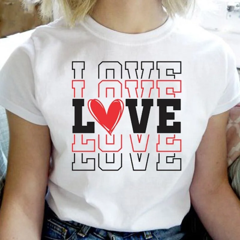 

T-shirt Women Love Letter 90s Trend Cartoon T Shirt Tee Short Sleeve Top