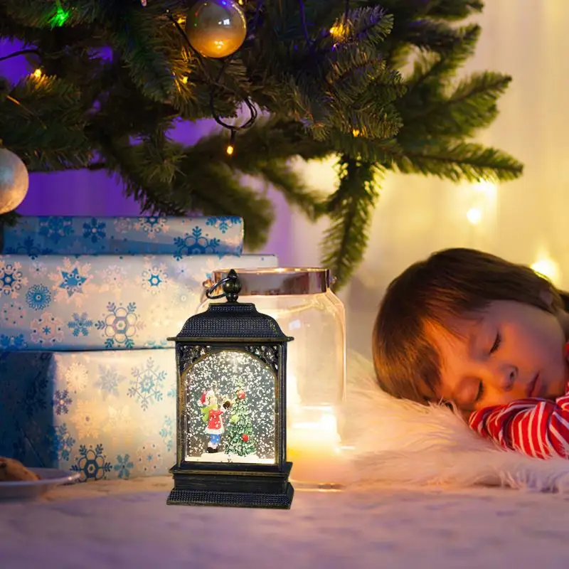 Рождественский снежный фонарь Рождественская сцена Освещенные снежные шары
