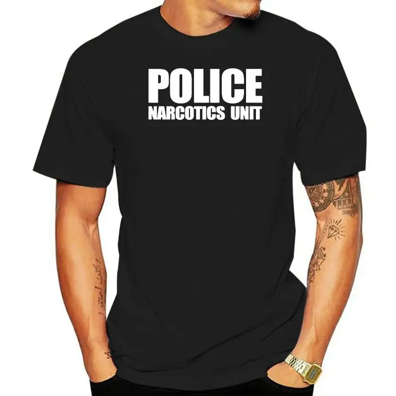 

New Fashion Casual Men Cotton T-shirt Policemen Unit Law Enforcement Drugs Front & Back Print T Shirt Hip Hop Tees Tops Harajuku