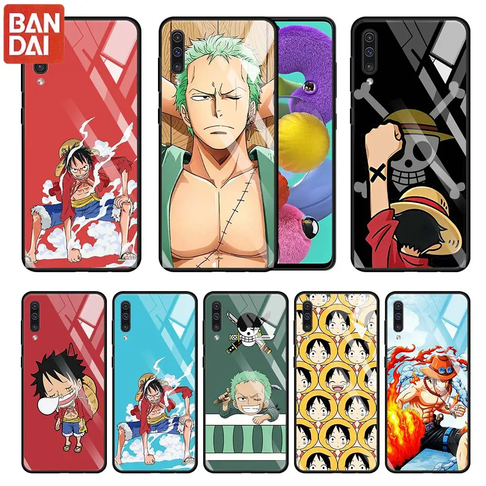 

One Piece Zoro Luffy Glass Case For Samsung Galaxy A51 A52 A71 M51 A50 A91 A31 A12s A70 M31 M30s Tempered Phone Cover