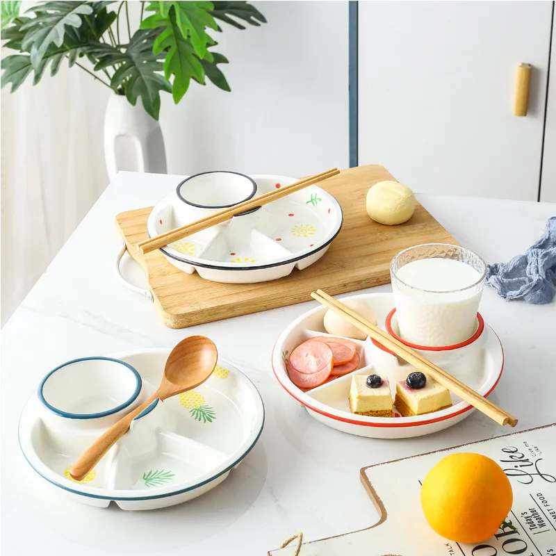 

Nordic one person ceramic breakfast plate set for children