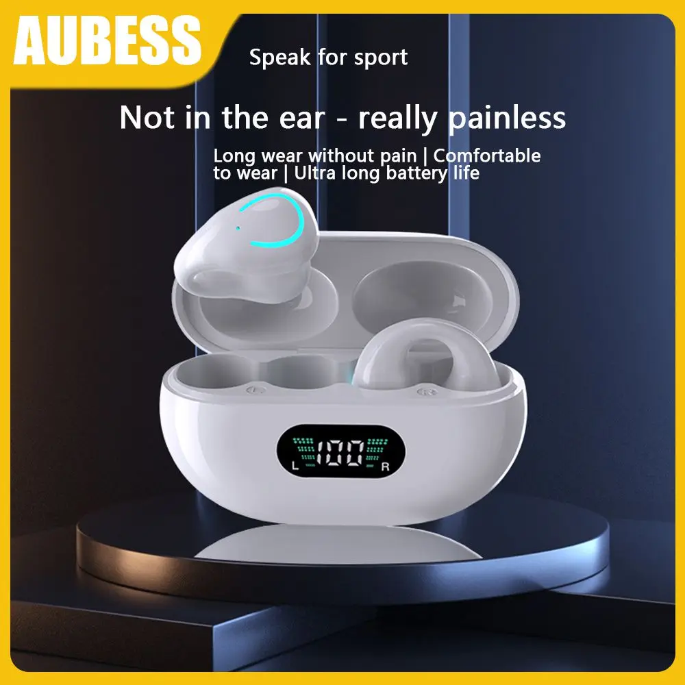 

About 2 Hours Ear Clip On Ear Earring Earphone Bone Conduction With Mic Sports Headsets For Ambie Sound Earcuffs Type-c Earbud