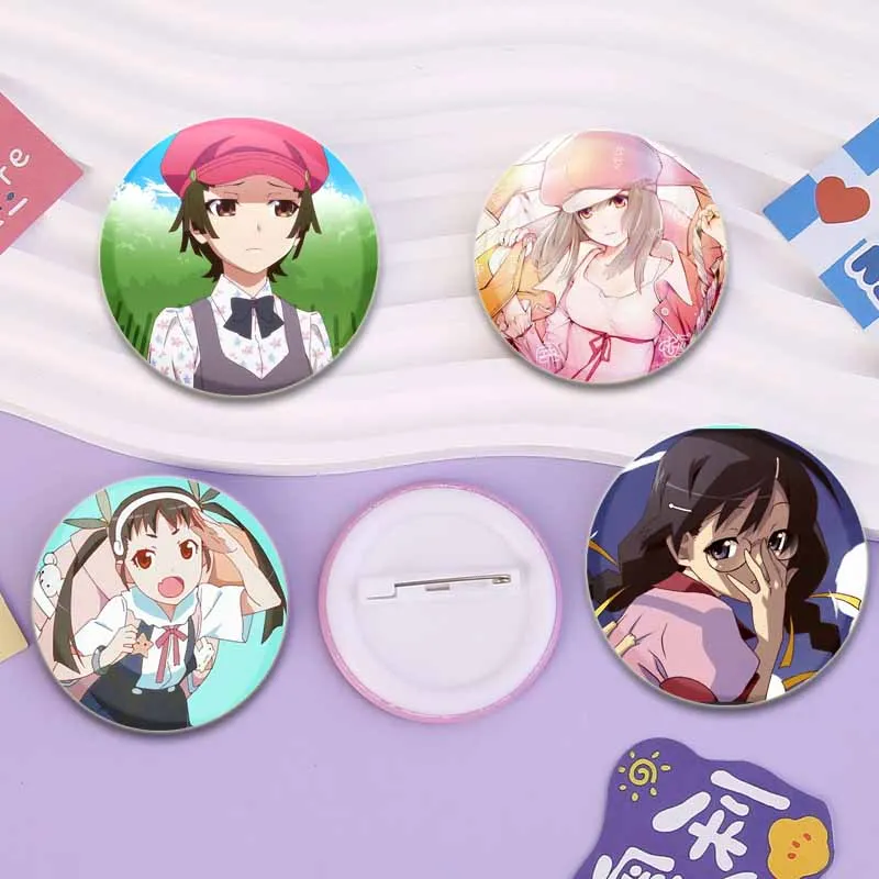 Фото Anime Monogatari Series:Off & Monster Season Pins Oshino Shinobu Ononoki Yotsugi Cartoon Badges Round Reative Gifts Brooches №2