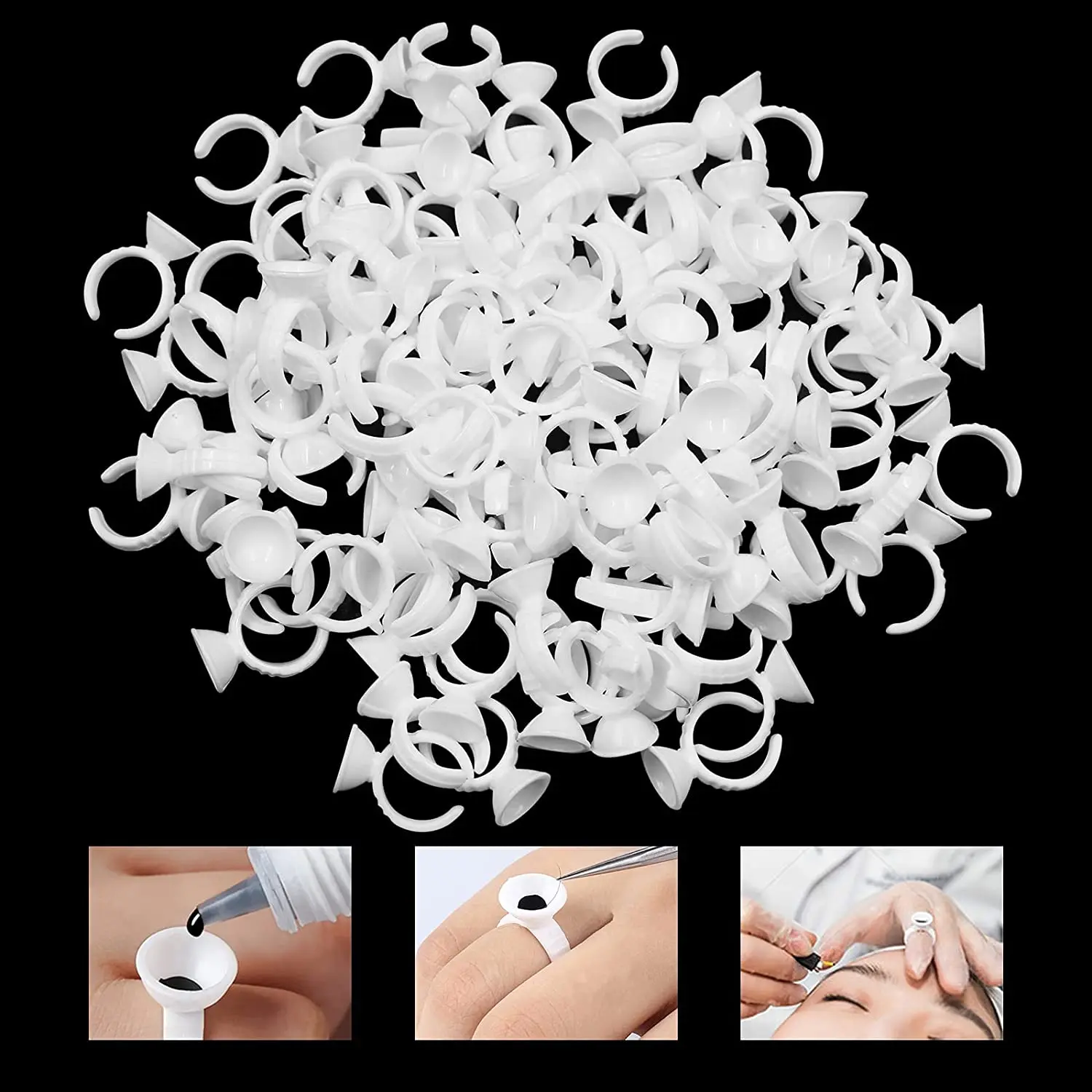 

1000pcs Pigment Rings Tattoo Glue Holder Disposable Tattoo Ink Ring Adhesive Makeup Rings Tattoo Glue Holder Makeup
