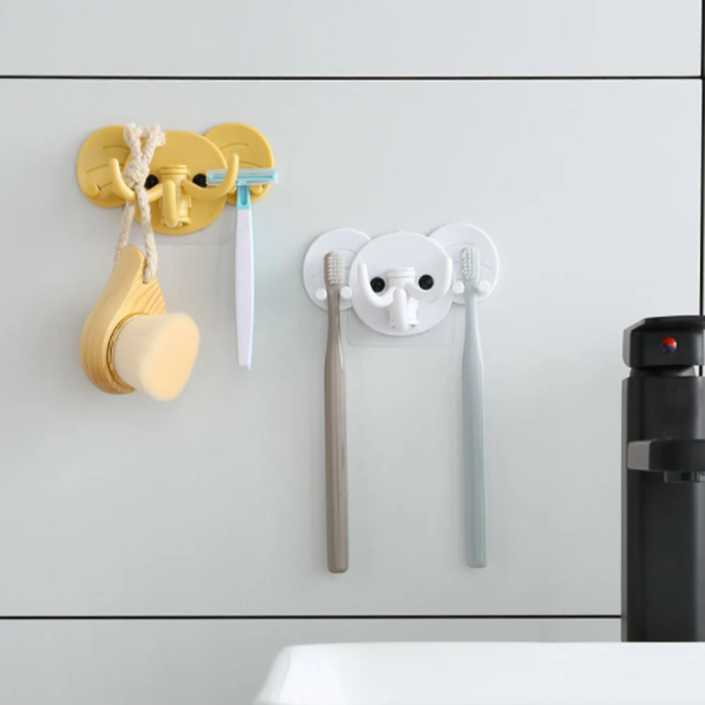

Storage Rack Cute Elephant Adhesive Hook Multipurpose Rotatable Hook Heavy Duty Door Coat Rack Kitchen Bathroom Viscose Hooks