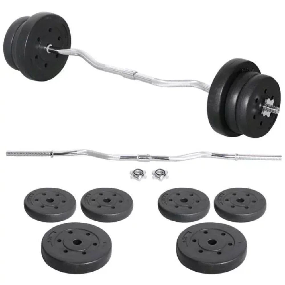 

55lb Olympic Barbell Dumbbell Weight Set Gym Lifting Exercise Workout Olympic Bar Curl Bar