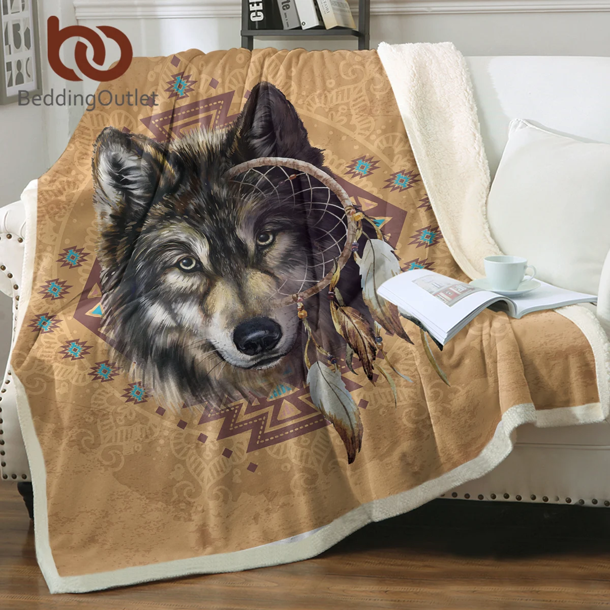 

Постельное белье Богемия Хранитель снов с изображением волков шерпа Флисовое одеяло теплое мягкое одеяло спальня, диван, декор подходит для всех сезонов
