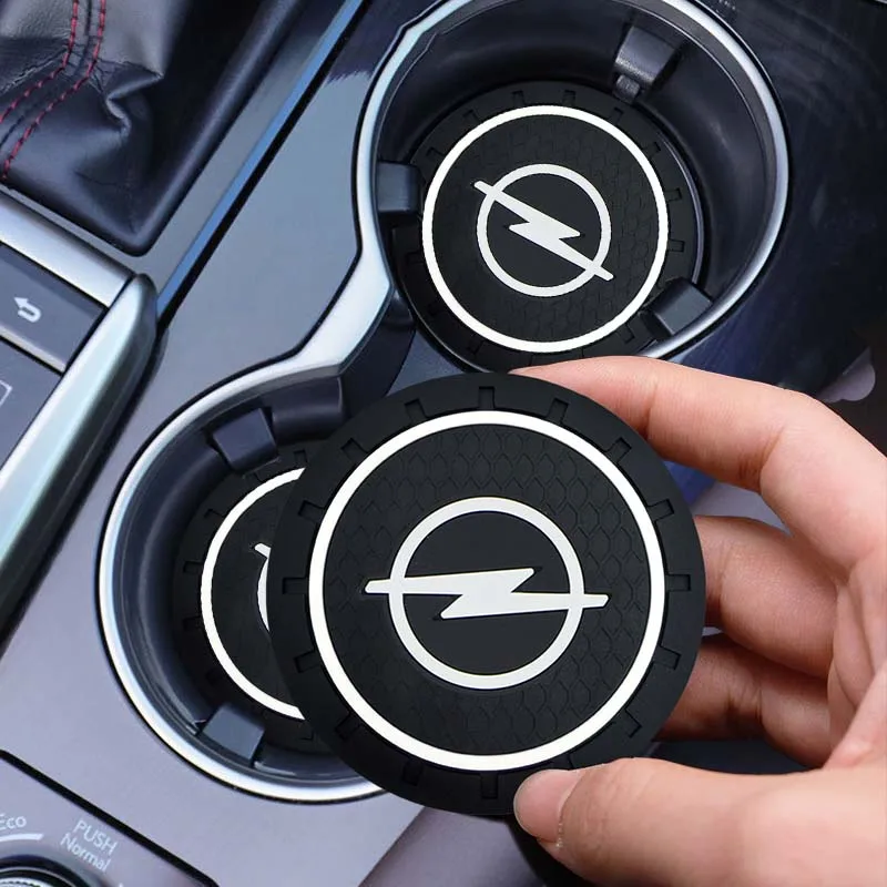 

2pcs Car Logo Coaster Water Cup Mat Decoration Pad Auto Accessories for Opel Astra H G Corsa Insignia Antara Meriva Zafira Goods