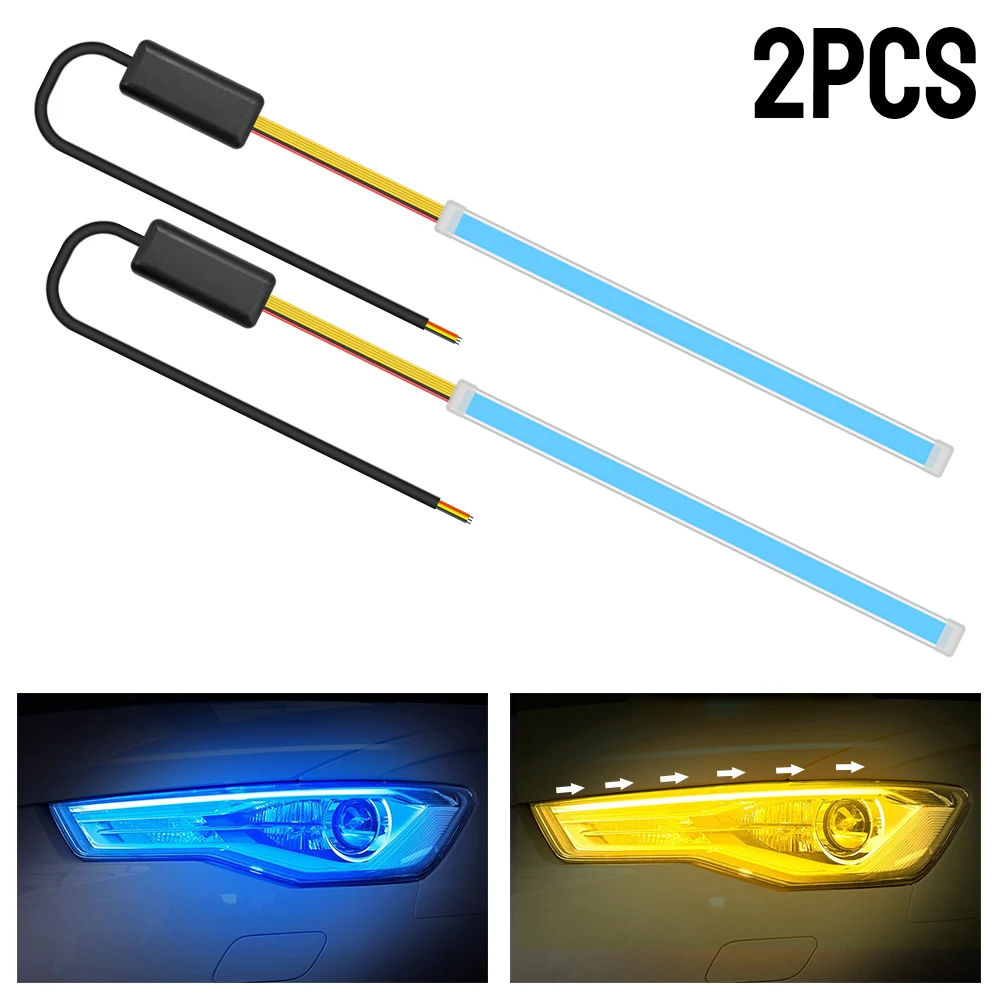 

LEEPEE Headlight Assembly 2Pcs/set Flexible Soft Tube Lamp DRL Car LED Strips 30 45 60cm Daytime Running Light Turn Signals