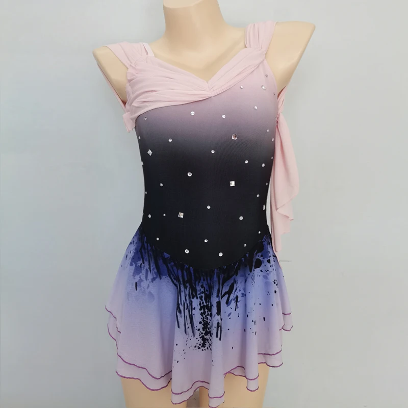 

Kids Girls Figure Ice Skating Roller Skating Ballet Dance Leotard Dress purple figure skating dress