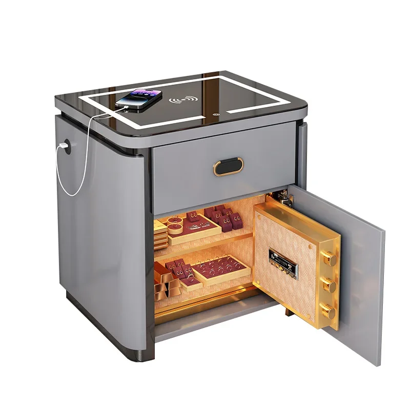 Умный прикроватный столик безопасная лампа с беспроводной зарядкой и кодовым