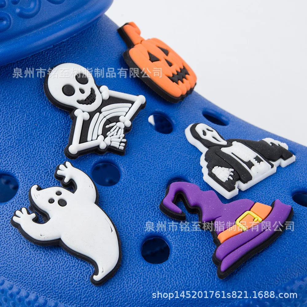 

10 шт. украшения для обуви на Хэллоуин, Кроксы, джинсы, Забавный Череп, тыква, карандаши, украшение для обуви, кроссовки, садовые сандалии, аксессуары, детские подарки