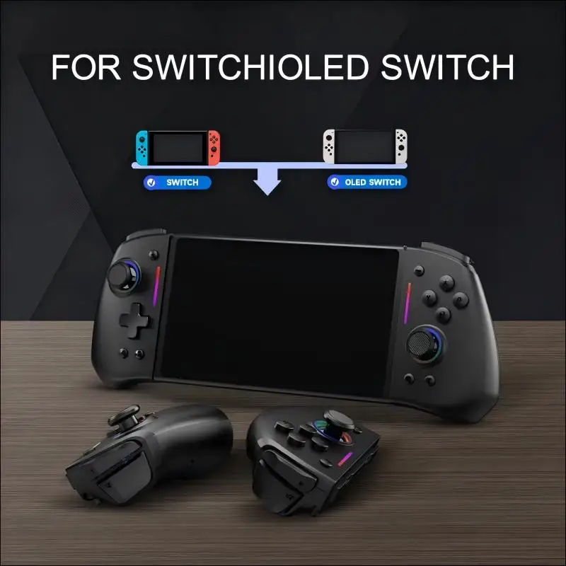 Фото Беспроводной геймпад LinYuvo Meteor Light с 8-цветной RGB-подсветкой для Switch/Lite/OLED, программируемый, с функциями Turbo и вибрации №1