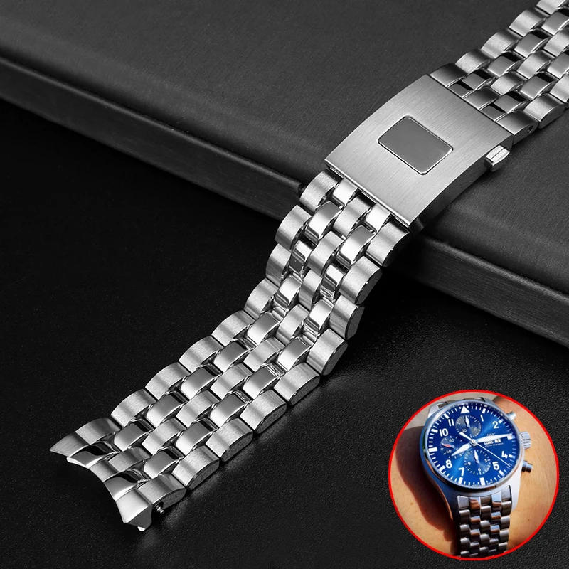 

Ремешок из нержавеющей стали для IWC Pilot Mark 17 18 IW377714 IW377717 IW377710, мужской браслет для часов, 20 мм 21 мм