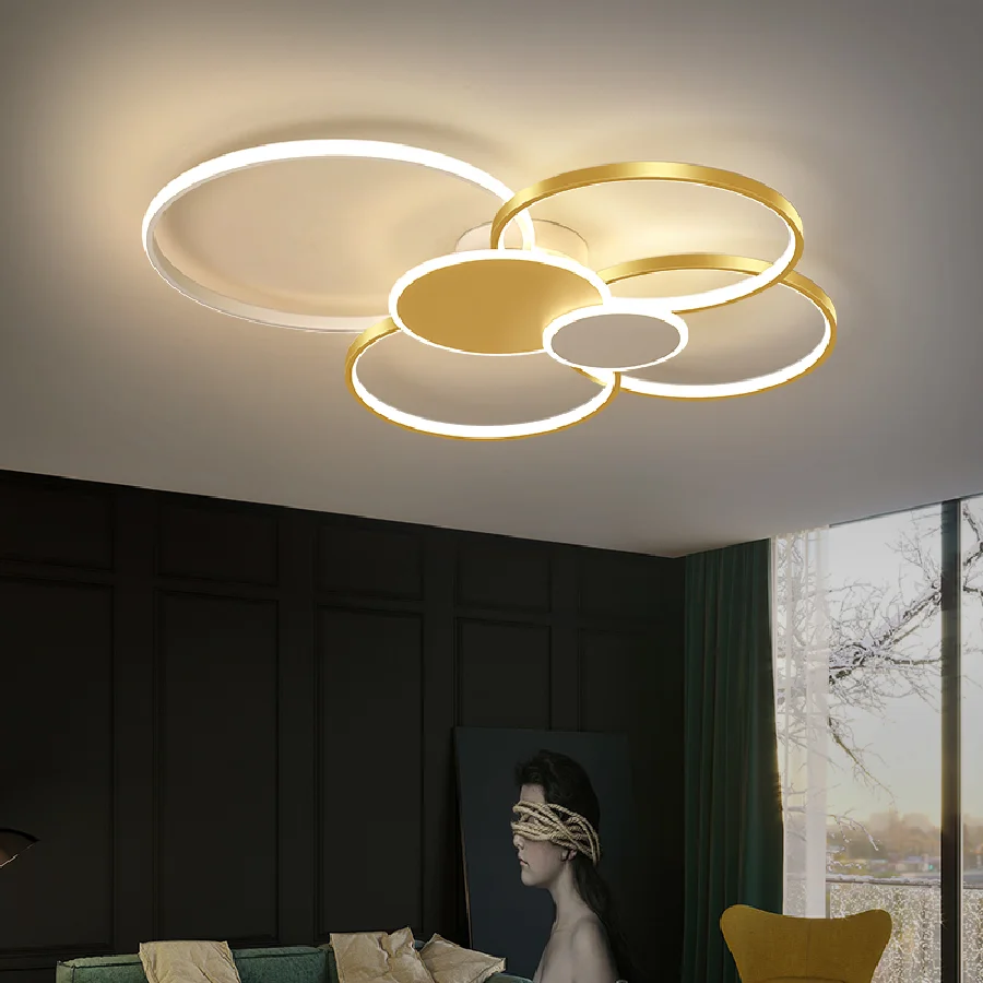 

New RC Gold/Black Finished Modern led Chandelier for living room bedroom study room Indoor 90-260V Chandelier Fixtures