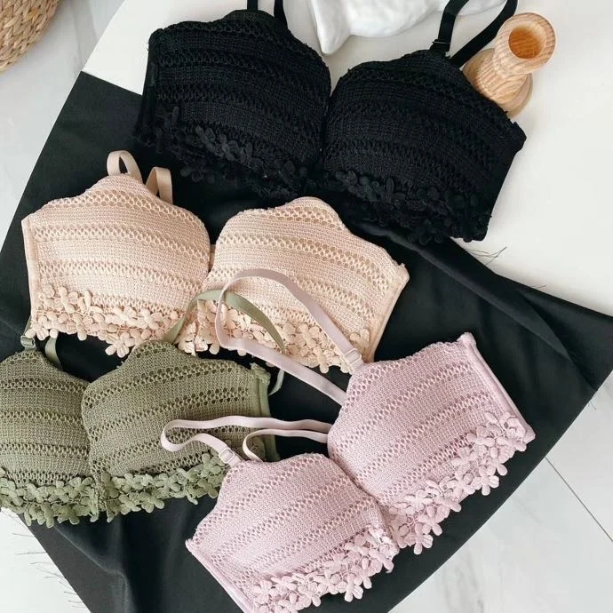 

Beautiful romantic flower a generation front buckle girl underwear student bra small chest gathered adjustable bra