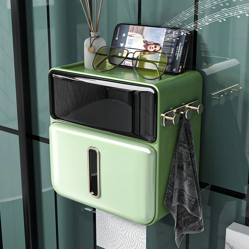 

Wall Mounted Toilet Paper Holder Roll Tissue Storage Box Hanging Waterproof Tray Roll Tube for Toilet Paper Bathroom Accessories