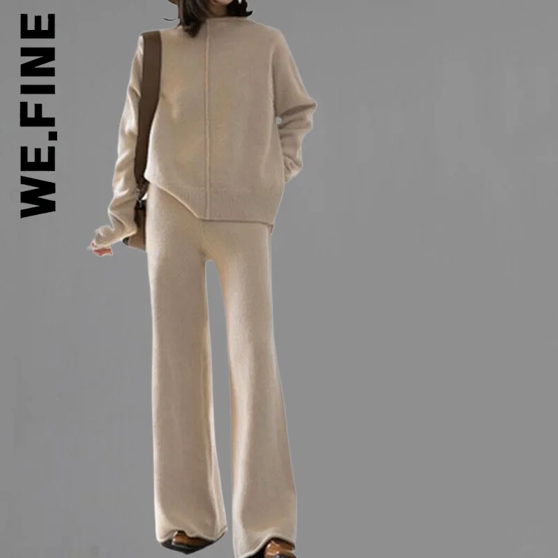 

We.Fine Women Set New Chic Knitted Long Sleeve Tracksuit Top And Pants Two Piece Set Long Women's Tracksuit Set Female