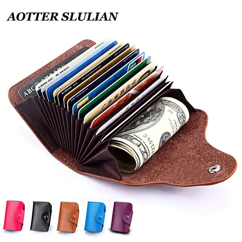 

Fashion Business Card Holder Women/Men Wallet Leather Passport Bank ID Credit Card Case 15 Bits Minimalist Slots Cardholder Bags