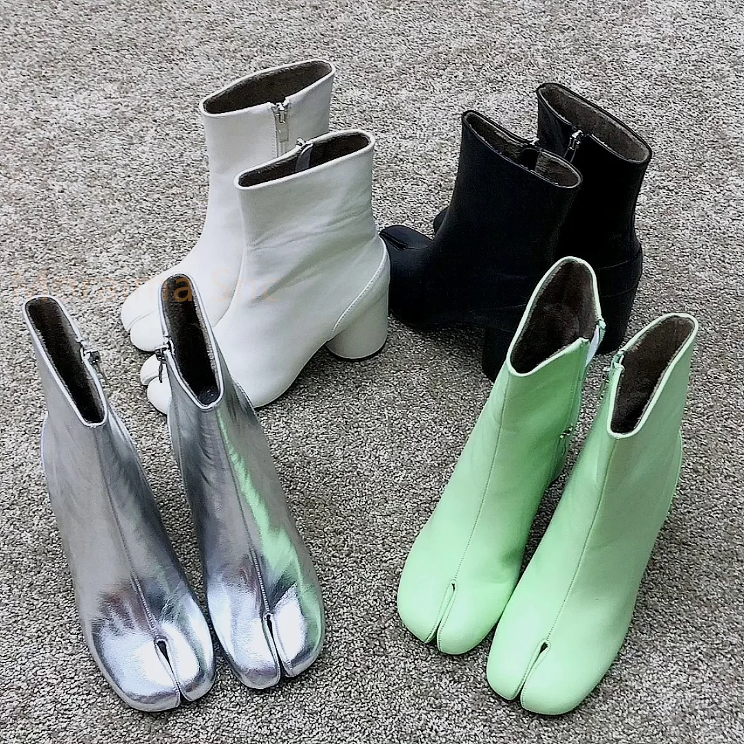2023 Brand Design Tabi Boots Split Toe Chunky High Heel Women Boots Leather Zapatos Mujer Fashion Autumn Women Shoes Botas Mujer
