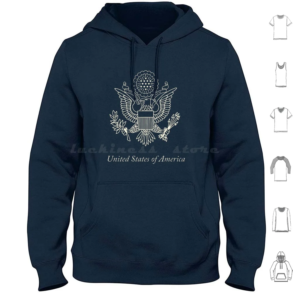 

United States Of America Passport Cover Hoodie cotton Long Sleeve Usa Passport Insignia United States America Cover