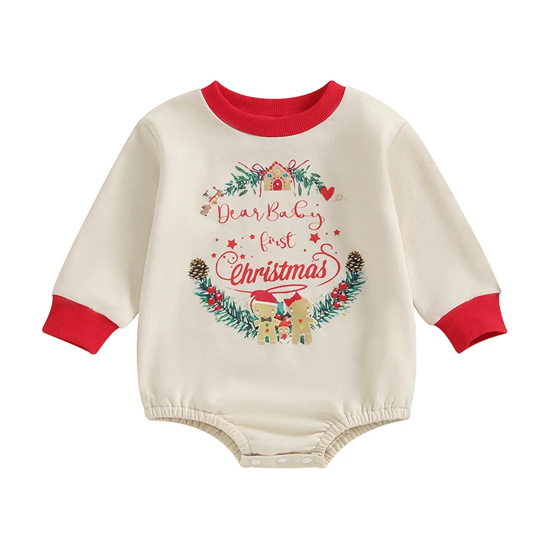 

Unisex Baby Sweatshirts Rompers Christmas Dinosaur Snowman Deer Santa Print Long Sleeve Toddler Fall Bodysuits