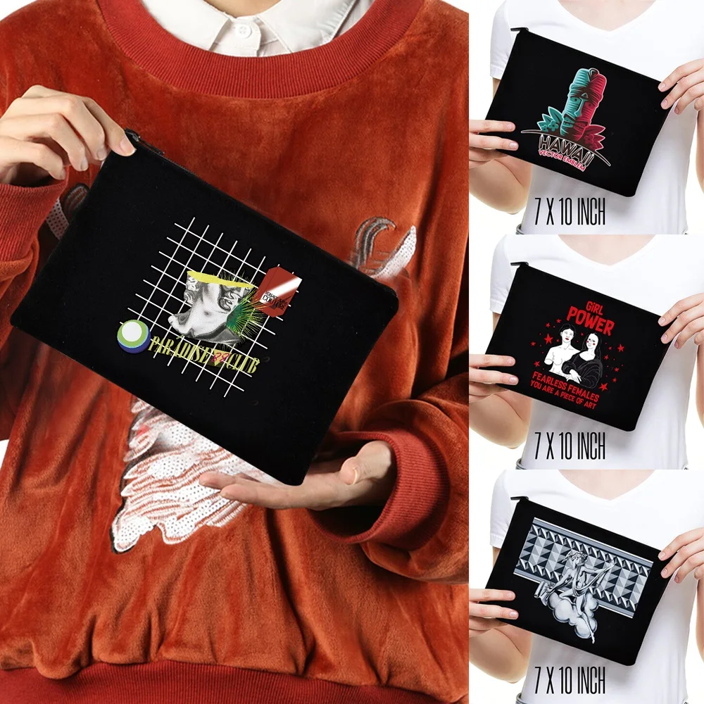 

Makeup Organizer Bags Canvas Cosmetic Case Pouch Gifts for Bridesmaid Clutch Holiday Travel sculpture Pattern Beauty Washing Bag