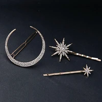 2019 hot fashion geometric star moon rhinestone hair clip hairpin hair accessories women hair clip claw tools for dropshipping