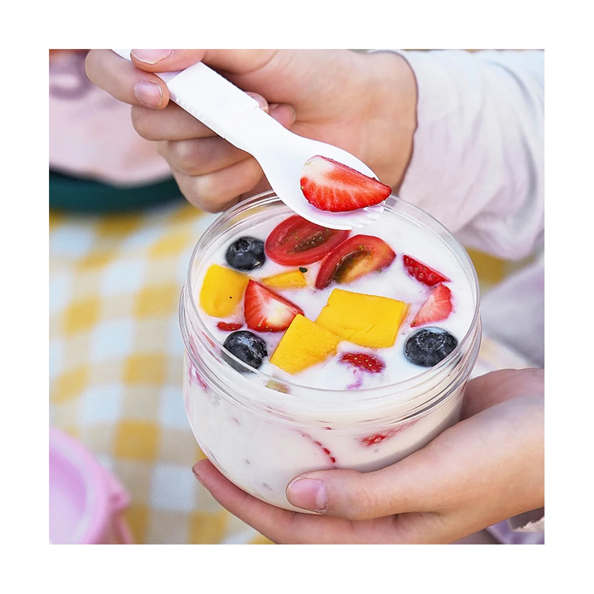 Контейнеры для ночного овса с крышкой и ложками 2 шт. 20 унций портативных