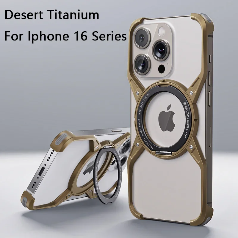 Металлический алюминиевый чехол для телефона с подставкой MagSafe iPhone 13 14 15 16 Pro Max