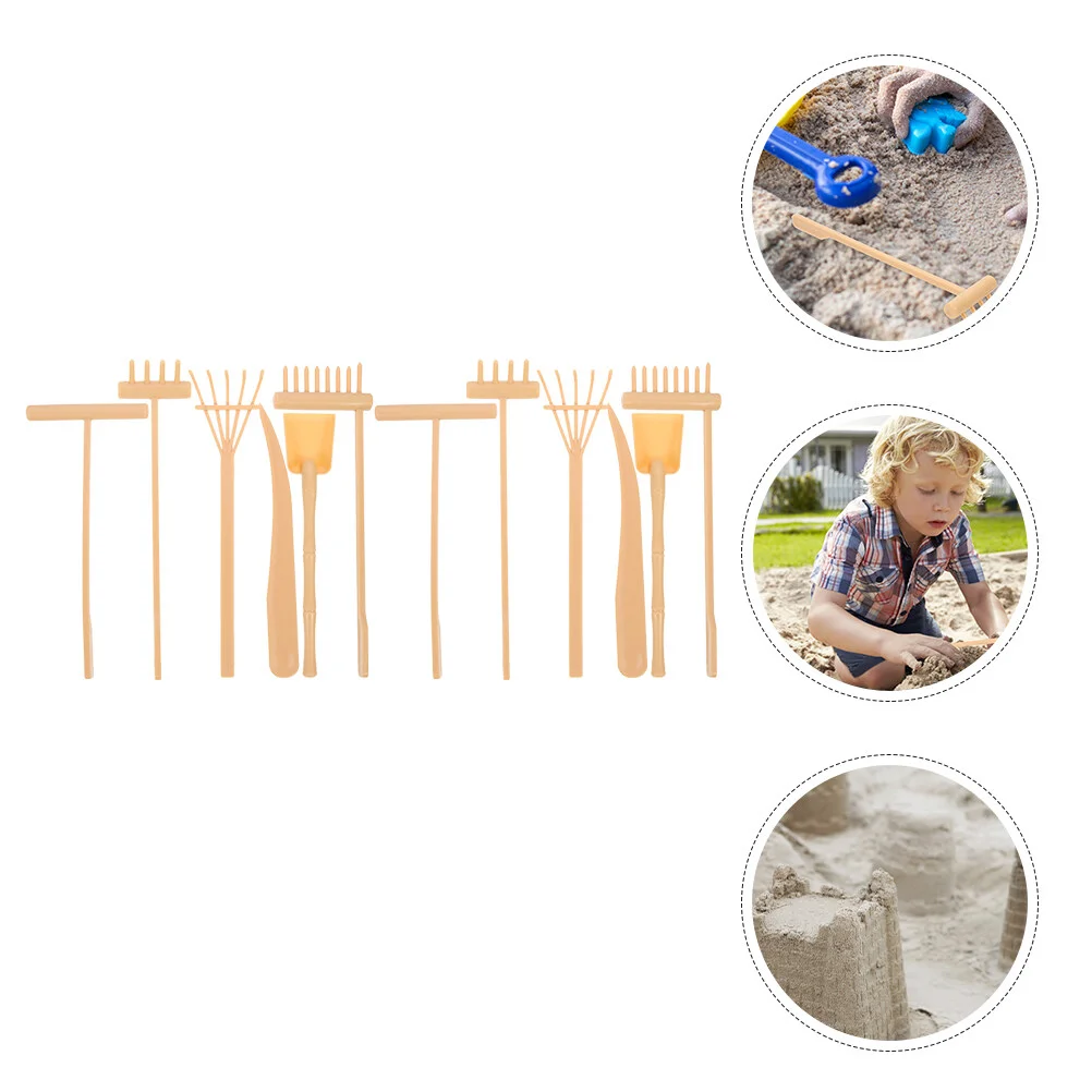 

2 Set Sandbox Garden Rakes Zen Tool Summer Crafts Outdoor Table Tools Mini Plastic Supply Model