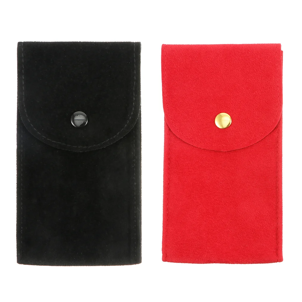 

2 Pcs Snap Button Watch Bags Watch Storage Container Flannelette Jewelries Pouch