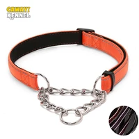 cawayi kennel reflective dog slip collar adjustable dog collar stainless steel chain slip collar nylon for cats dogs necklace