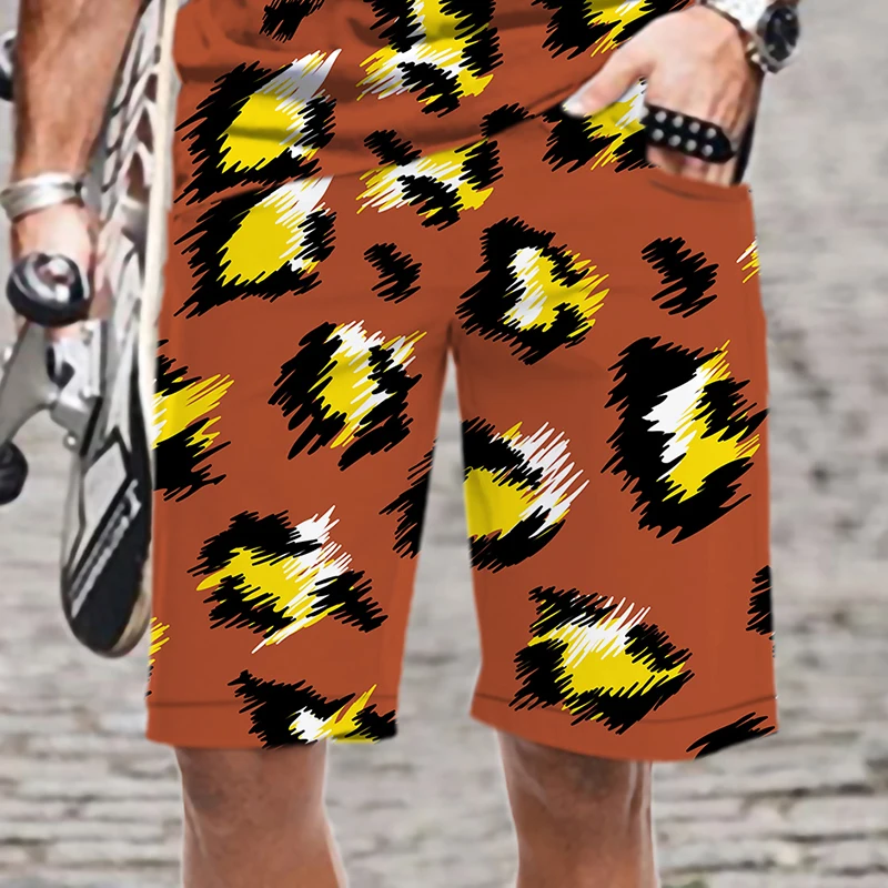 Leopard Print Series Casual Shorts Men 2022 New Mens Clothes Men's Clothing Abstract Pattern Hip Hop Harajuku Short Bape Pants
