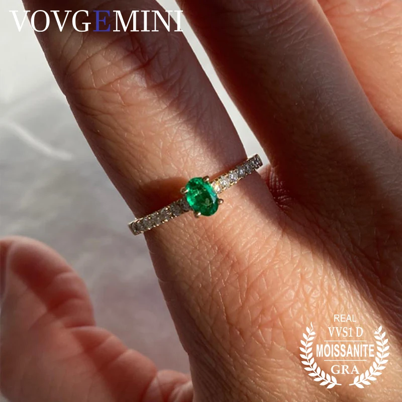 

Кольцо VOVGEMINI с изумрудным драгоценным камнем, 0,3 карат, 3*5 мм, овальное, оригинальное, Joyas Plata, серебряное кольцо 925 пробы, ювелирные изделия из ...