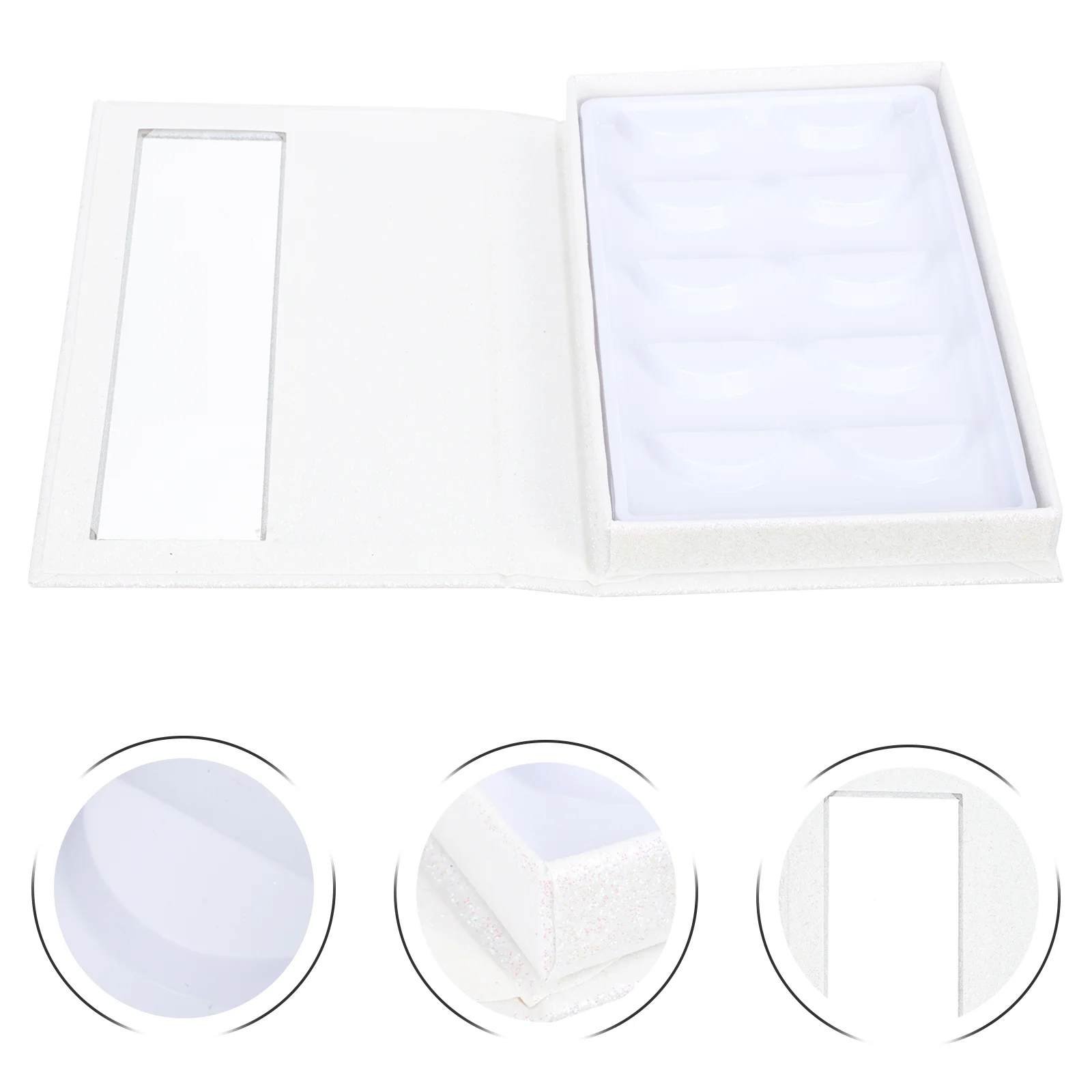 1 Pc Exquisite Open Window False Eyelash Box False Eyelash Rectangular Packing Box (White)
