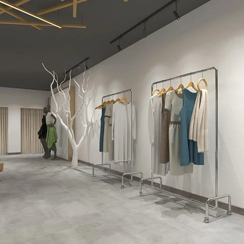 Металлическая промышленная вешалка для пальто длинный промежуточный стеллаж