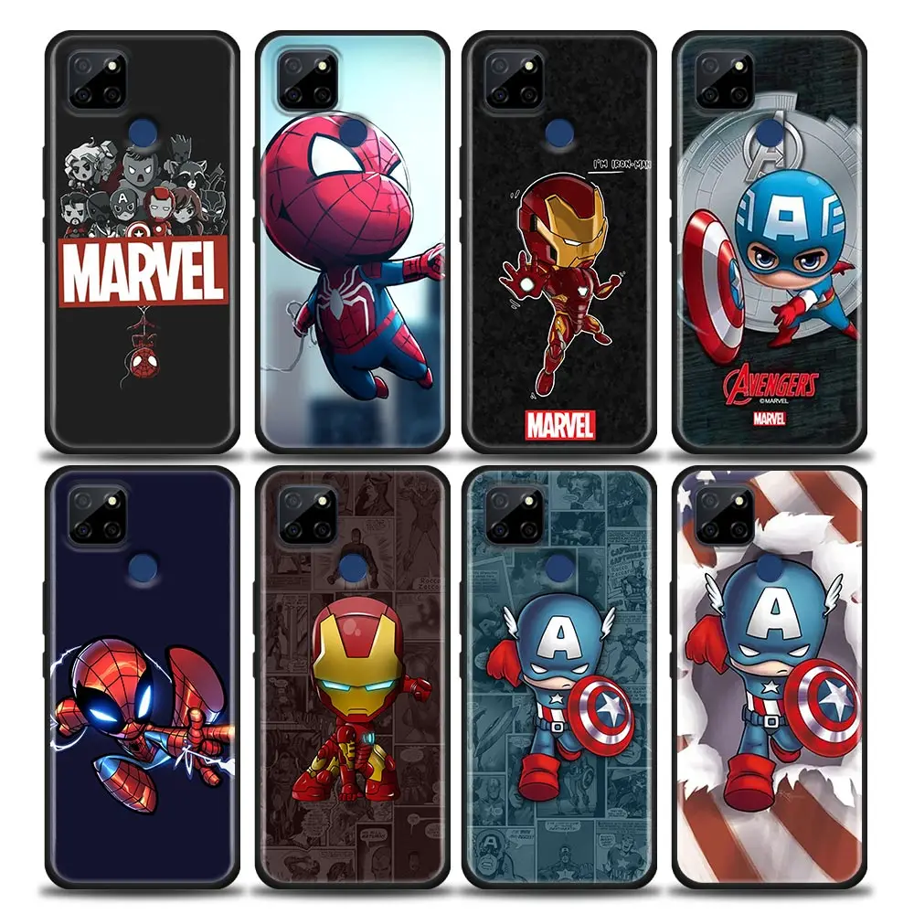 

Phone Case for Realme Q2 C20 C21 V15 8 Case C25 GT Neo V13 5G X7 Pro Ultra C21Y Silicone Cover Cute Lovely Cartoon Marvel Heroes