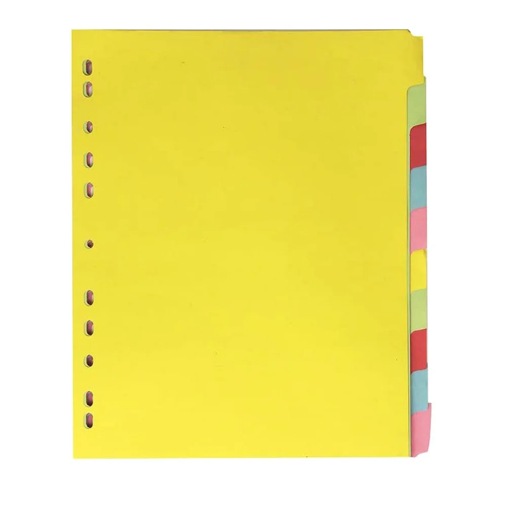 

12 Pcs Color Sort Paper 11 Holes Index Labels Blank Dividers Colored Indexing Cards Plastic Page Tab A4 file separators
