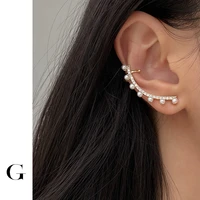 ghidbk elegant asymmetric faux pearl cuff earrings for women delicate cartilage cz stone ear climber crawler 2022 fashion