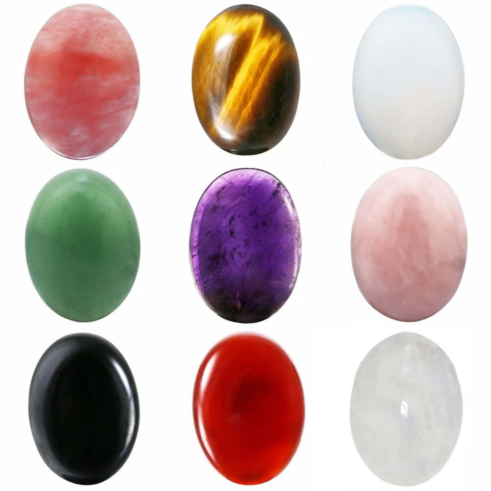 

TUMBEELLUWA 10pcs/lot 13x18x5mm Amethyst Carnelian Agate Oval Stone Cabochons Flatback Semi-precious CAB For Jewelry Making