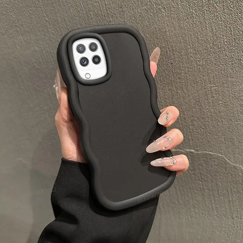 Сплошной цветной чехол для телефона с волнами Samsung Galaxy A22 F22 M22 M32 силиконовый